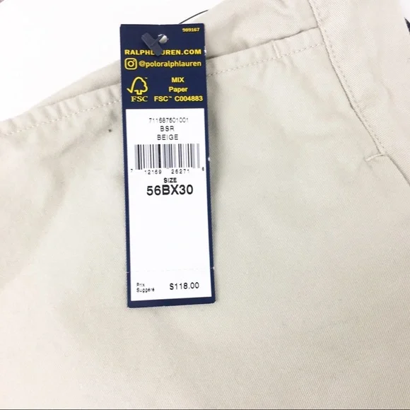 Polo Ralph Lauren Chino Beige Pants Classic FitNWT - Picture 5 of 8